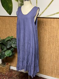 Designer Cynthia Ashby Lovely Linen Dress With Stitched Details Size L Purple Grey