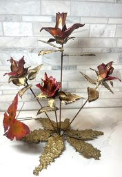 Curtis Jere Inspired Vintage Torched Brass Rose Sculpture In  Of Curtis Jere