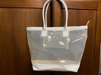 Nieman Marcus Clear And White Tote Great For Concerts