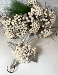 Holiday Berry Cluster Stems, White Berries, 18 Inches Long- Look Brand New. Lot # 2