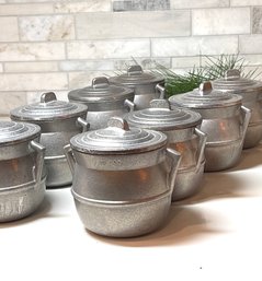 Vintage Wilton Armetale Pewter-like  BEAN POT Lidded Cauldrons  4 High, 3.5 Diameter