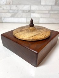 Fabulous Treasure Box With Exotic Wood Top And Finial. 6 X 6 X 4 High