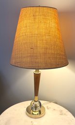 Mid Century Modern Tapered  Lamp With Crystal Sphere And Brass Base.