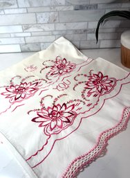 Vintage Hand Embroidered Pillow Cases, 'You' And 'Me'