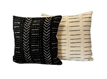 Artisan Bark Cloth Pillows 20 X 20 With Down Inserts