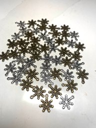 Mixed Metals Jewelry Charms- Gold And Silver Snowflakes.  50 Pieces