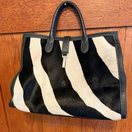 Amazing Claudia Firenze-Italy Zebra Print Tote Bad With Shoulder Strap.