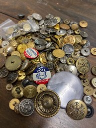 Vtg. Gold And Silver Buttons, Military Brass And A Few Other Randoms!