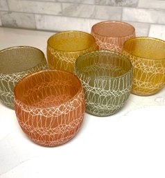 Mid Century Modern Spaghetti Roly-poly Glassware. Set Of 6: Rare Find!
