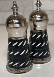 Vintage Salt And Pepper Shakers (Mother Of Pearl/capiz Shell/ebony) Made In India