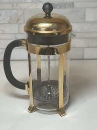 BODUM French Press, Looks Brand New, Brass Frame And Lid