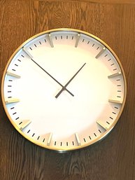 Contemporary Gold And White Wall Clock, Lg- 20 Diameter X 2 Depth