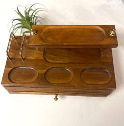 Mid Century Modern Mens Wooden Dresser-top Valet, Jewelry Box