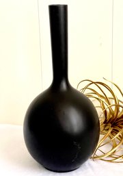 Designer Vase: Sherpa Ball Vase, Black 17 High, 8 Diameter