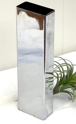 Designer Vase: Mirror Polish Stainless Rectangle Vase, Japanese, Logo On Bottom