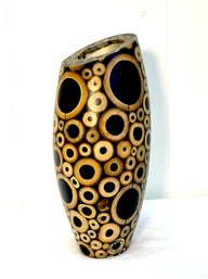 Mid Century Modern: R & Y Augousti, Paris  Designer Inlaid Bamboo Vase, Rare, Coveted Designer Vase!