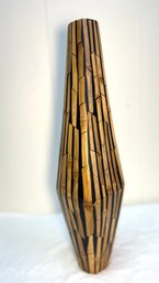 Mid Century Modern: R & Y Augousti, Paris  Designer Inlaid Bamboo Vase, Rare, Coveted Designer Vase!