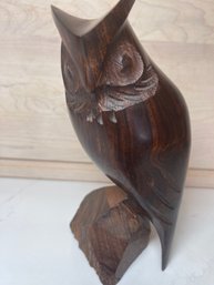 Mid Century Modern Rosewood/Mahogany Carved OWL.