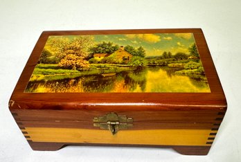 Vintage Cedar Wood /Hinged Jewelry /Trinket Box