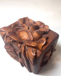 Deeply Carved Wood Box With Hinged Lid.  Honduras, 4 X 3 X 3