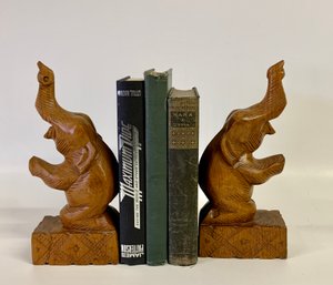 Teak Wooden Elephant Bookends