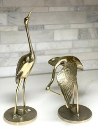 Set Of 2 Mid Century Modern Brass Cranes/herons
