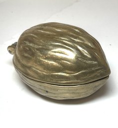 Solid Brass Hinged Walnut Trinket Box, Made In Italy