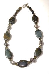 Labradorite &Sterling Necklace  Iridescent Stone W/ Shades Of Blue, Green, Gray & Olive W/ Healing Prop