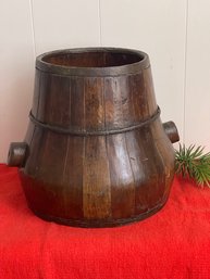 Vintage Staved Wood Large Bucket/Vessel.   16 Wide X 15 High
