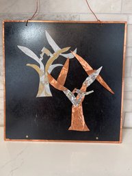 Copper And Silver. 3D Art Piece.  W/ Copper Wrapped Frame  And Hanger.