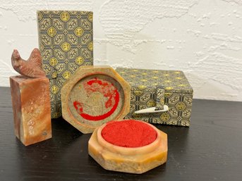 Red Paste Ink Box With Stamp