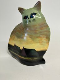 Ceramic Gantz Hand Painted Cat VASE