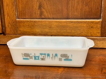 Atomic Blue Haven Milk Glass Loaf Pan