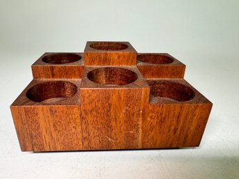 Mid Century Wood Candle Holder