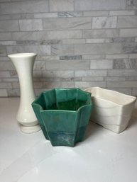 3 Vtg Vases/planters,  2 Haeger Marked And One Unmarked