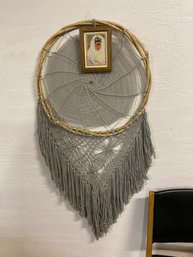 XL Macrame On Wood Hoop With Fun Frida