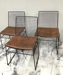 Mid Century Modern Style Blk Dining Chairs With Detachable Faux Leather Cushions