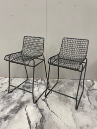 Crate And Barrel Tig Counterstools, :  Black Metal With Bronze Accents: Great Design And Texture