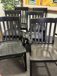 Pottery Barn Wood Dining Chairs / 4 Side 2 Arm Chairs