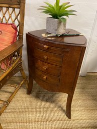 Solid Wood Leather Top Triangle End Table With Drawers