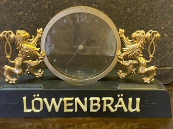 Old Lowenbrau Beer Bar Clock With Light