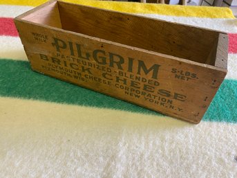 Vintage Wooden Pilgram Brick Cheese Box