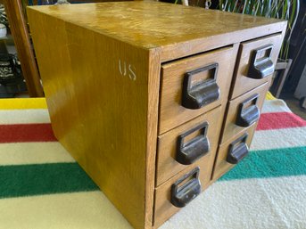 Vintage US Library Card File Box With Six Drawers