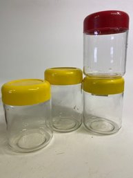 Four Great Heller Vintage Glass Canisters Stackable