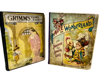 Vintage Alice In Wonderland And Grimms Fairy Tales Books