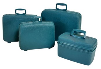 Vintage Barbie  Blue Teal Samsonite Luggage Set Of 4