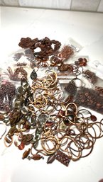 Beads And Findings, Oxidized /fire Torched Copper Beads, Chain, Findings, Headpins, Earrings, Etc,etc