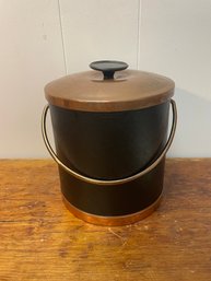 Vintage Black Ice Bucket With Copper Cover
