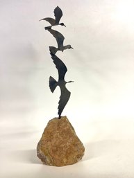 Bird On A Rock,  Kinetic Seagull Sculture