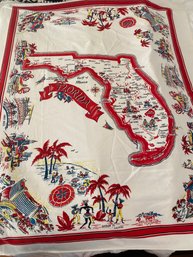 Fabulous Vintage Tablecloth Illustrating Florida Highlights 51x63 Inches